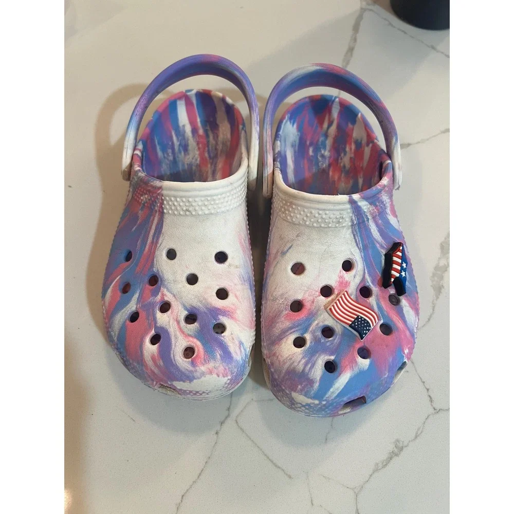 Crocs Kids Classic Marbled Clogs Blue Pink Purple Swirl Slip On Shoes Size C12